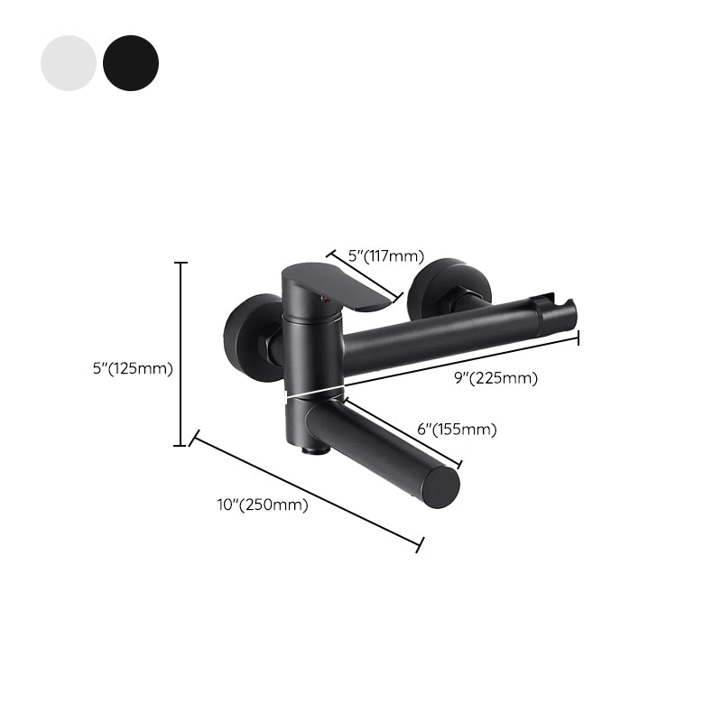 Wall Mounted Metal Tub Filler Single Handle Swivel Tub Faucet Trim