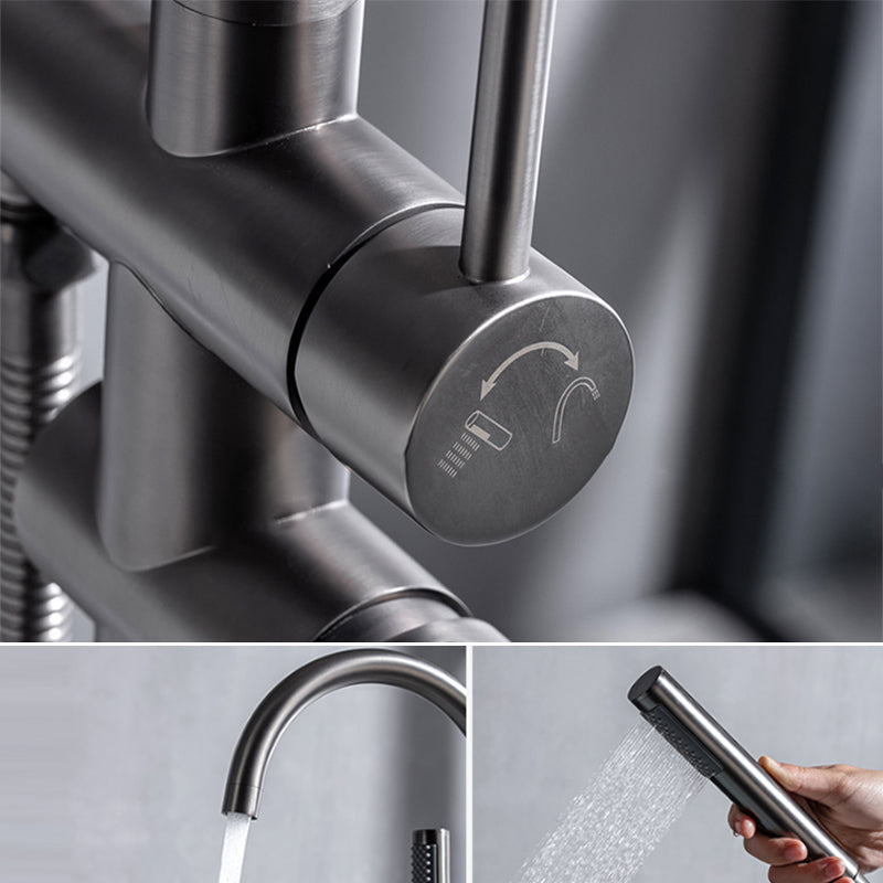 Floor Mounted Copper Freestanding Tub Filler Freestanding High Arc Tub Filler Trim