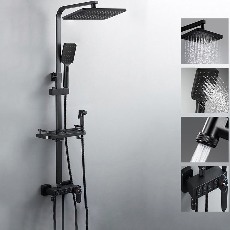 Contemporary Style Shower System Spot Resist Wall Mounted Copper Shower System