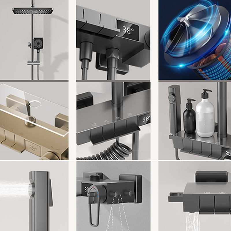 Contemporary Style Shower System Copper Spot Resist Wall Mounted Shower System