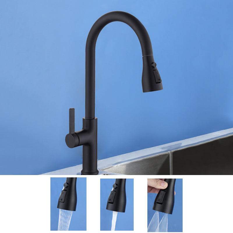 Contemporary Style Kitchen Faucet Copper 1-Handle Retractable High Arc Kitchen Faucet