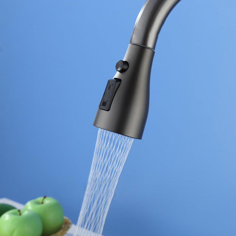 Contemporary Style Kitchen Faucet Copper 1-Handle Retractable High Arc Kitchen Faucet