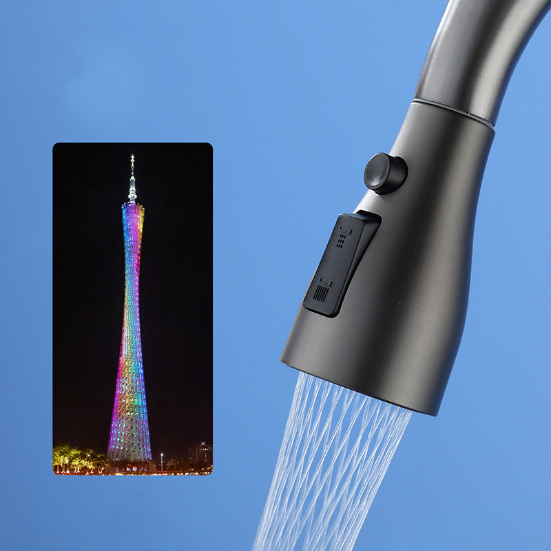 Contemporary Style Kitchen Faucet Copper 1-Handle Retractable High Arc Kitchen Faucet