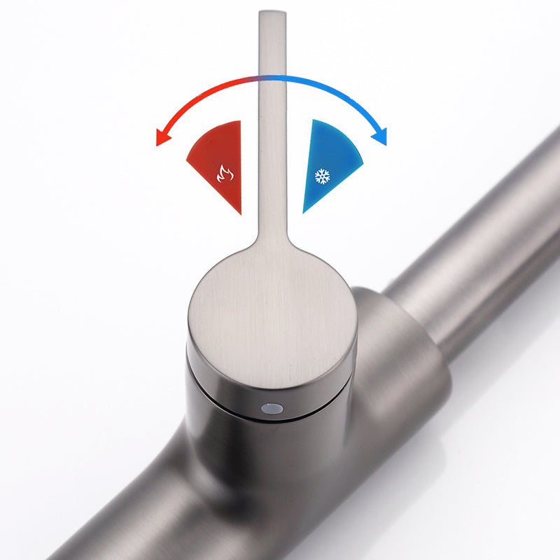 Contemporary Style Kitchen Faucet Copper 1-Handle Retractable High Arc Kitchen Faucet