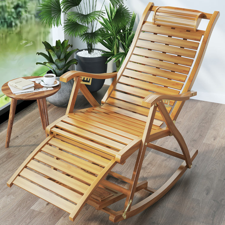 Traditional Rocking Chair Bamboo Solid Color Trapezoidal Back Indoor Rocking Chair