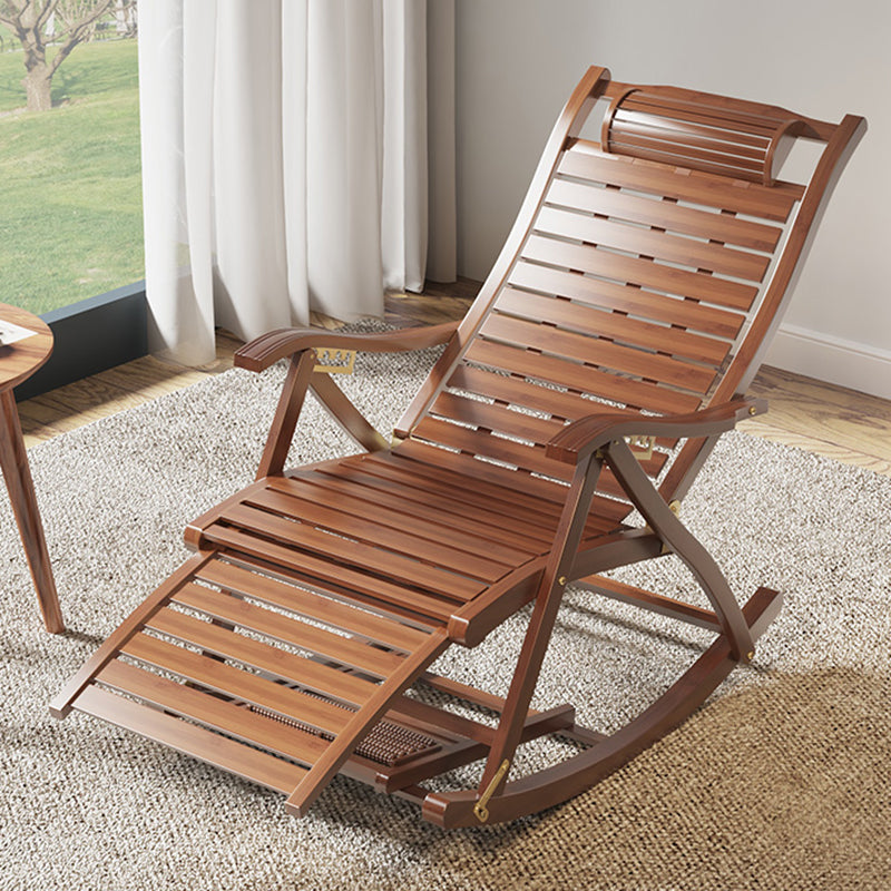 Traditional Rocking Chair Bamboo Solid Color Trapezoidal Back Indoor Rocking Chair