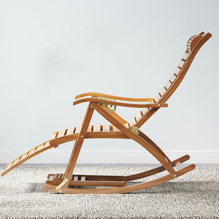 Traditional Rocking Chair Bamboo Solid Color Trapezoidal Back Indoor Rocking Chair