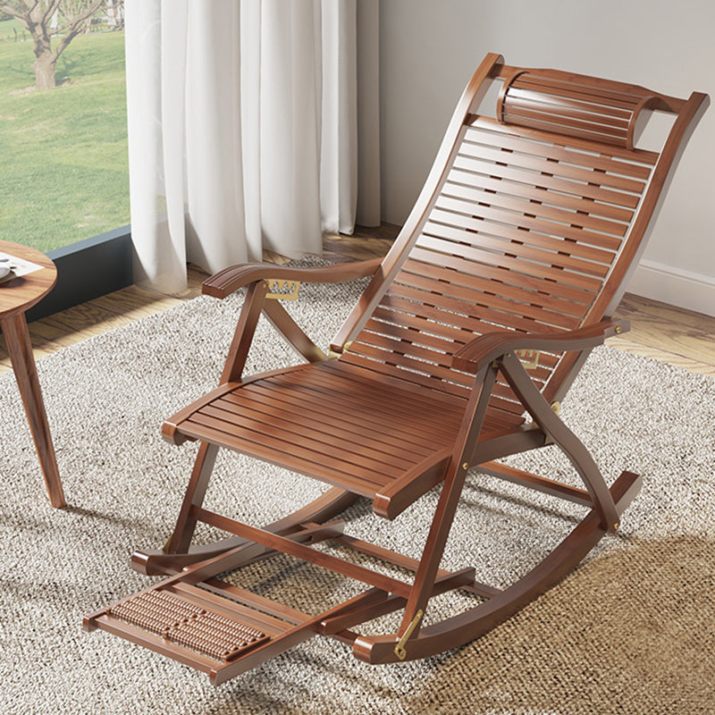 Traditional Rocking Chair Bamboo Solid Color Trapezoidal Back Indoor Rocking Chair
