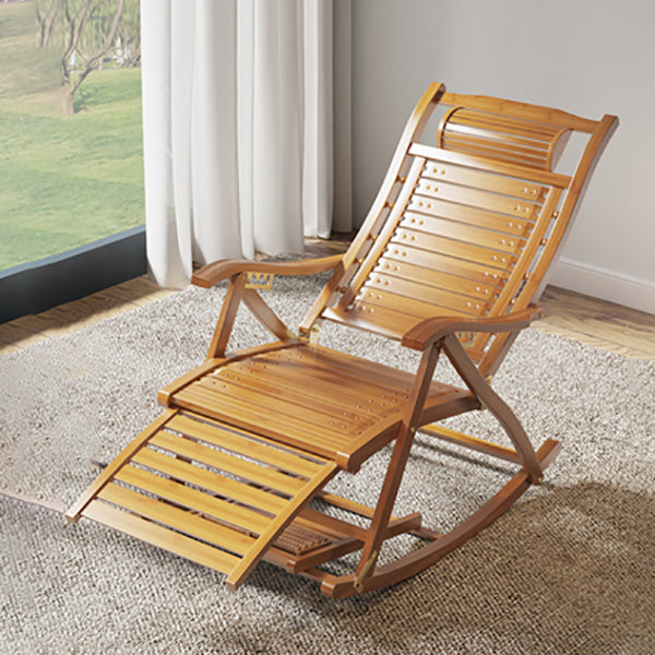 Traditional Rocking Chair Bamboo Solid Color Trapezoidal Back Indoor Rocking Chair