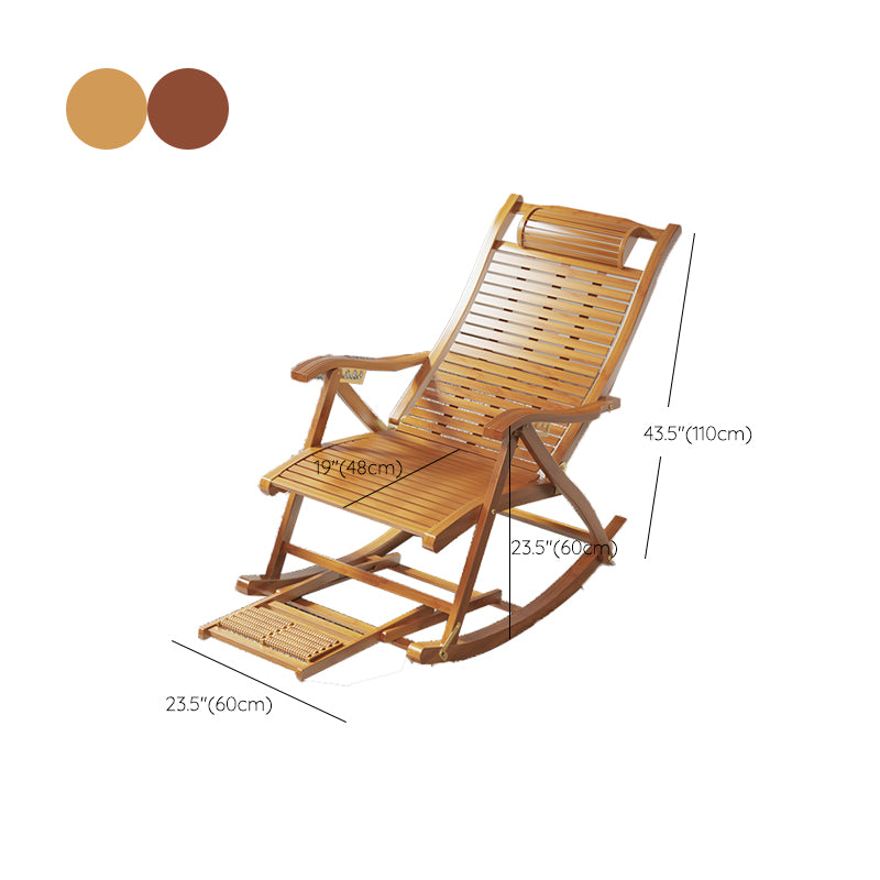 Traditional Rocking Chair Bamboo Solid Color Trapezoidal Back Indoor Rocking Chair