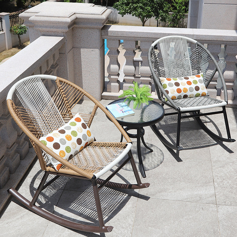 Contemporary Rocking Chair Wicker Spindle Backrest Metal Chair Legs Porch Rocking Chair