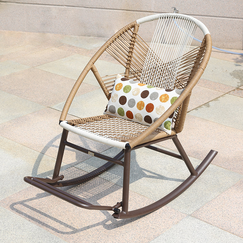 Contemporary Rocking Chair Wicker Spindle Backrest Metal Chair Legs Porch Rocking Chair