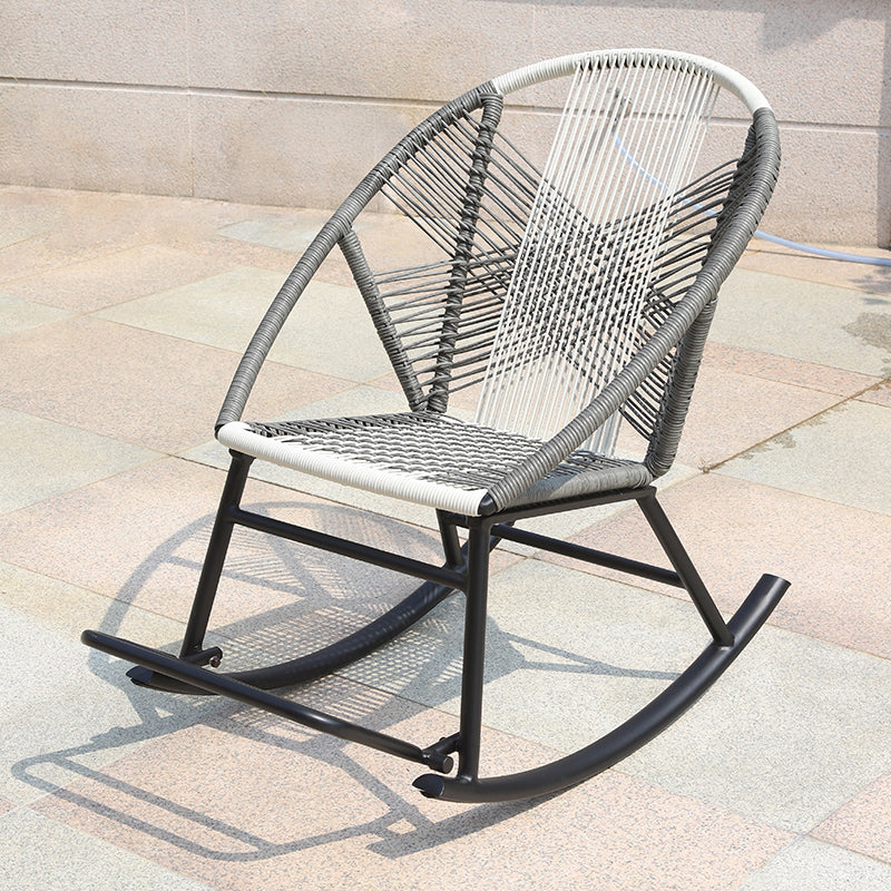 Contemporary Rocking Chair Wicker Spindle Backrest Metal Chair Legs Porch Rocking Chair