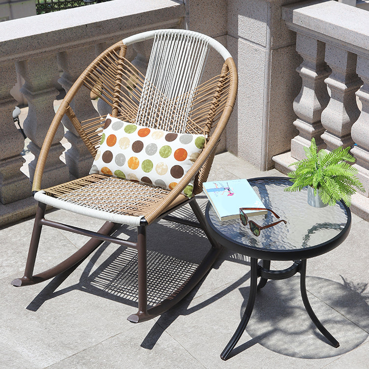 Contemporary Rocking Chair Wicker Spindle Backrest Metal Chair Legs Porch Rocking Chair