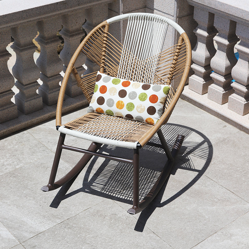 Contemporary Rocking Chair Wicker Spindle Backrest Metal Chair Legs Porch Rocking Chair
