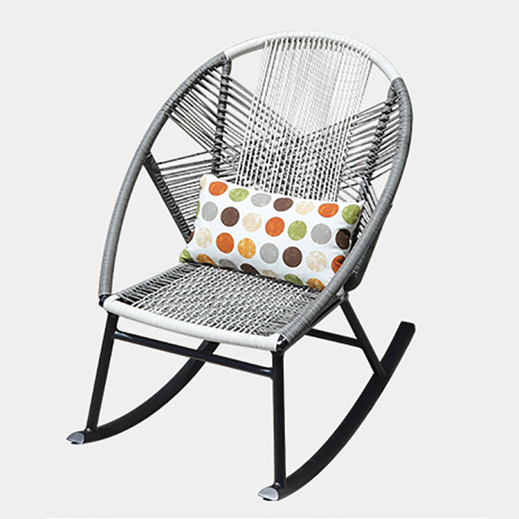 Contemporary Rocking Chair Wicker Spindle Backrest Metal Chair Legs Porch Rocking Chair