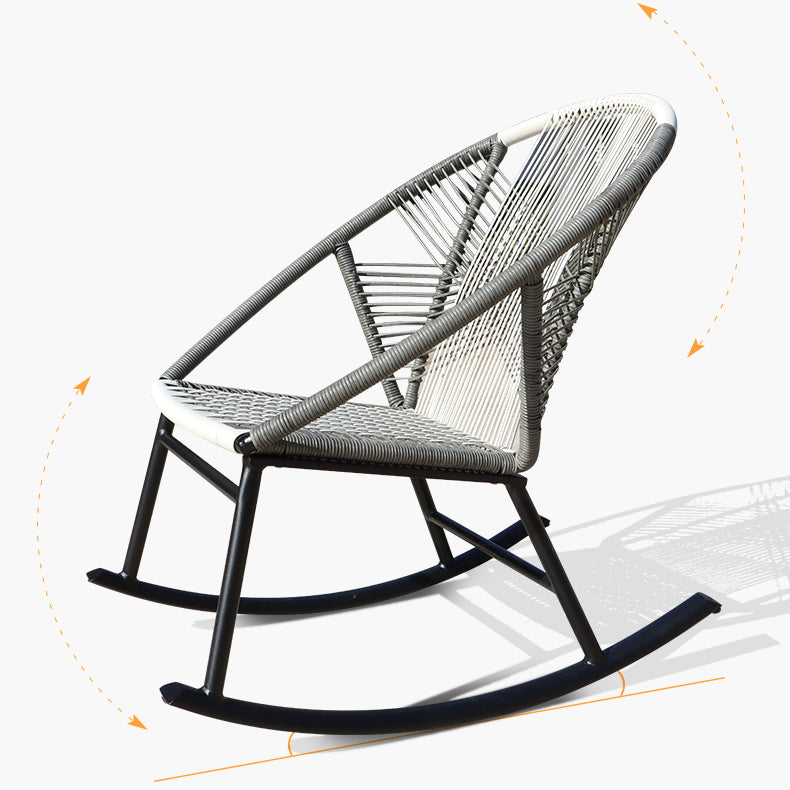 Contemporary Rocking Chair Wicker Spindle Backrest Metal Chair Legs Porch Rocking Chair