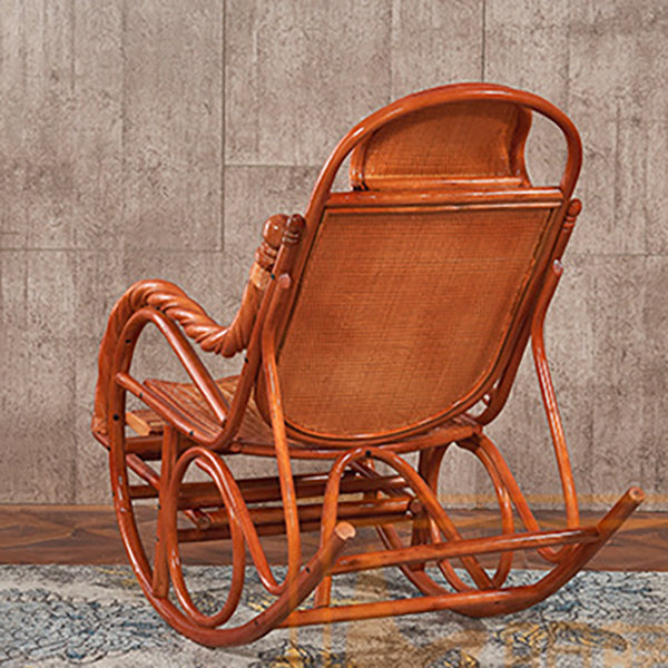 Traditional Rocking Chair Rattan Solid Color Built-in Armrest Indoor Rocking Chair