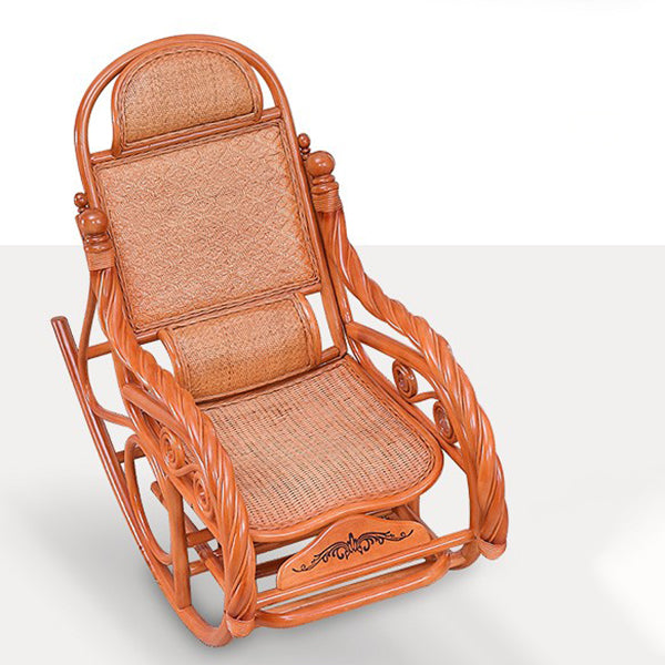Traditional Rocking Chair Rattan Solid Color Built-in Armrest Indoor Rocking Chair