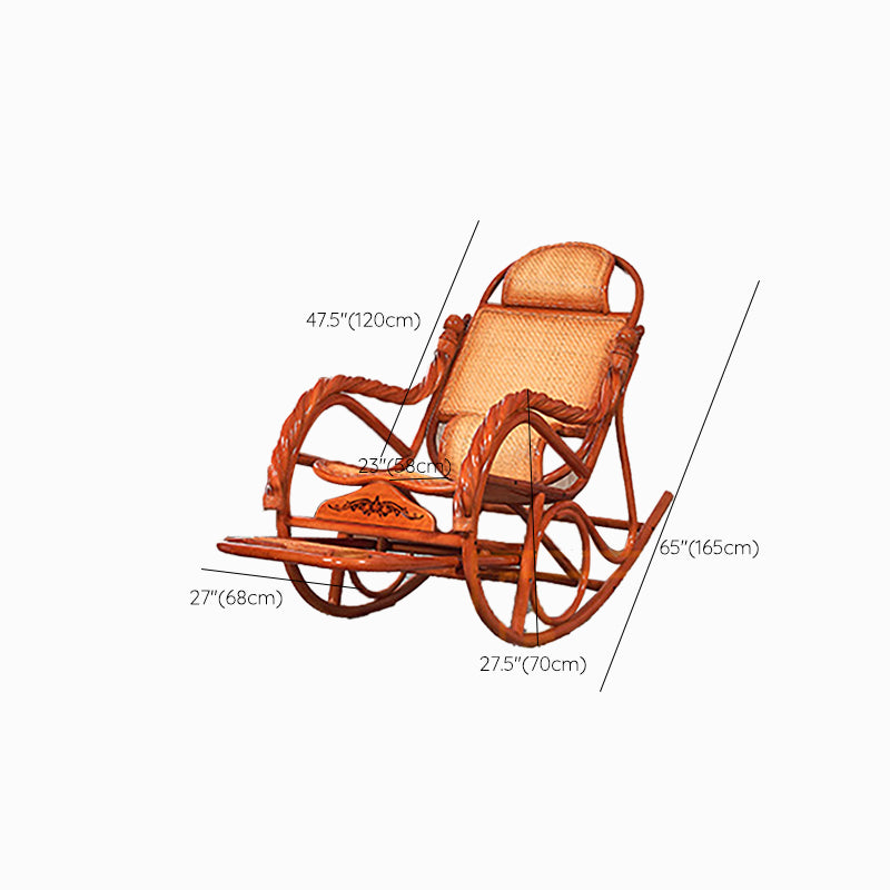 Traditional Rocking Chair Rattan Solid Color Built-in Armrest Indoor Rocking Chair