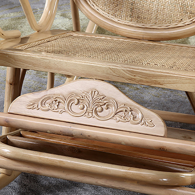 Traditional Rocking Chair Wicker Solid Color Built-in Armrest Indoor Rocking Chair