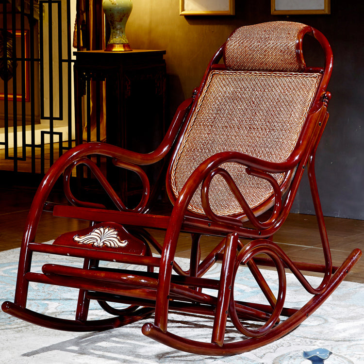Traditional Rocking Chair Wicker Solid Color Built-in Armrest Indoor Rocking Chair