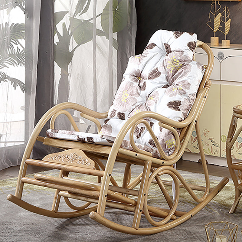 Traditional Rocking Chair Wicker Solid Color Built-in Armrest Indoor Rocking Chair