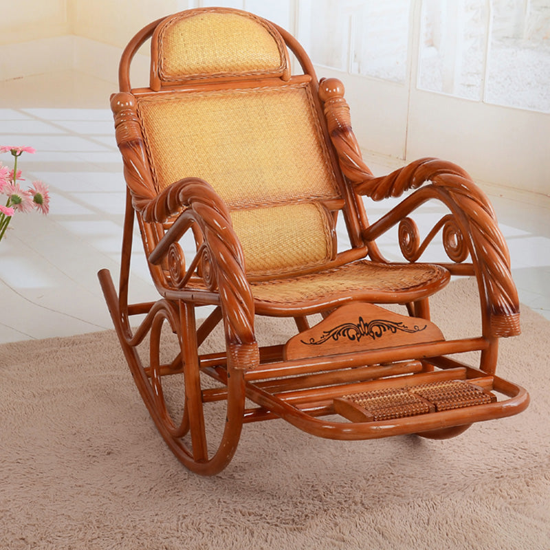 Traditional Rocking Chair Wood Wicker Rocker Chair for Living Room