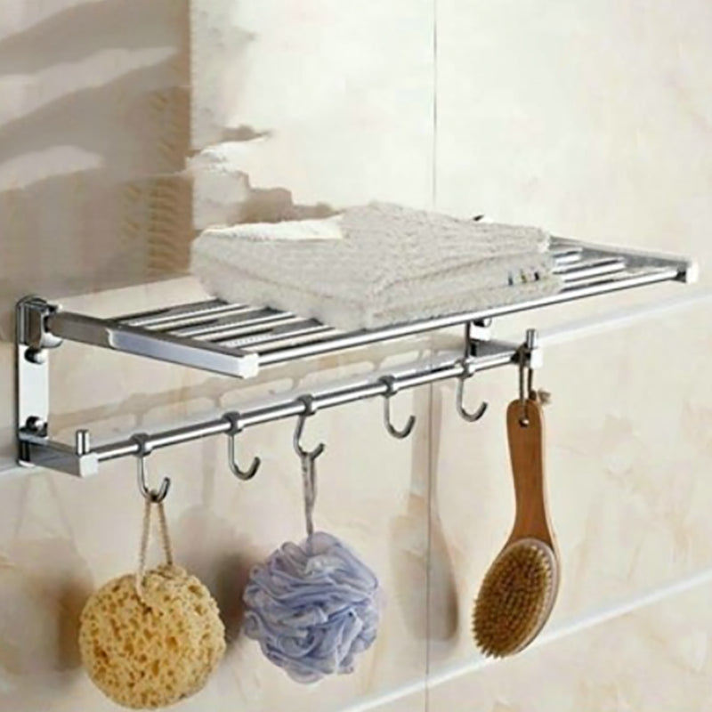 Polished Chrome Modern Bathroom Accessory Set Silver Towel Bar/Bath Shelf