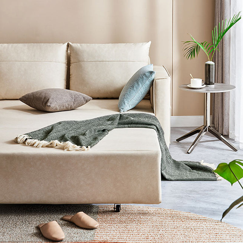 Faux Leather Sofa Bed with 2 Pillows Contemporary Seating 2 Seater