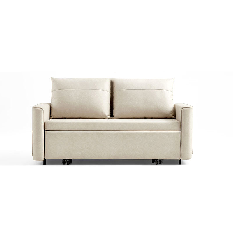 Faux Leather Sofa Bed with 2 Pillows Contemporary Seating 2 Seater