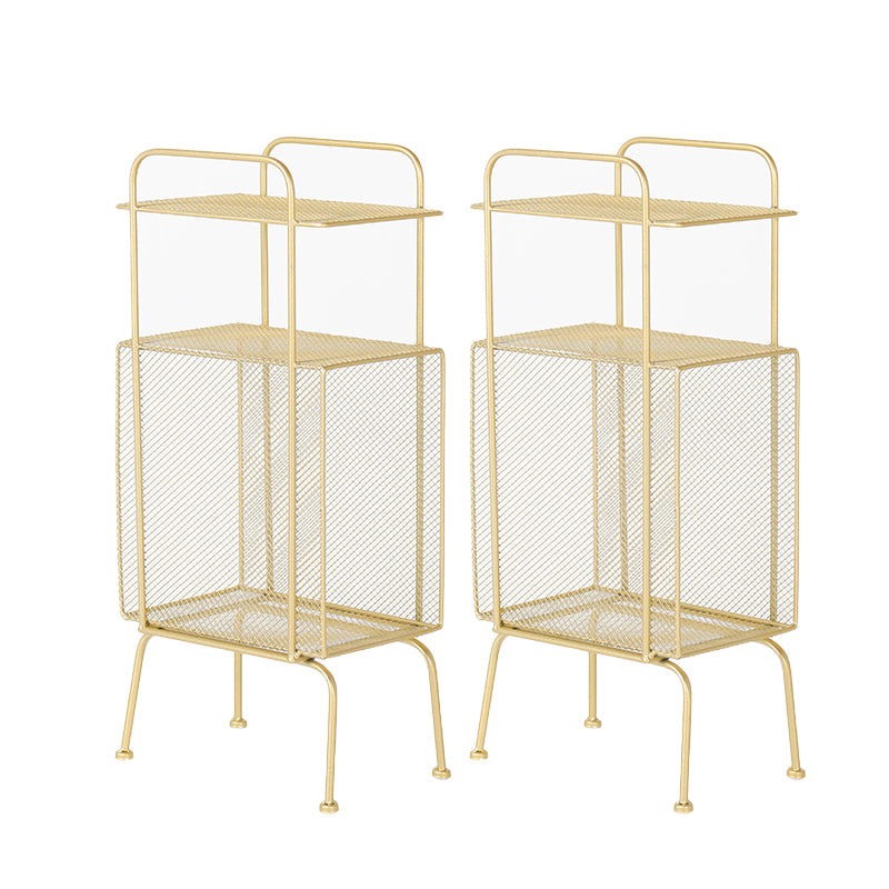 2 Shelves Iron Nightstand Contemporary Legs Included Night Table ,27.6" Tall