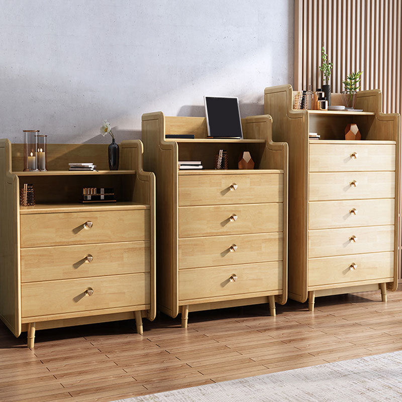 Glam Vertical Solid Wood Storage Chest Bedroom Chest with Drawers