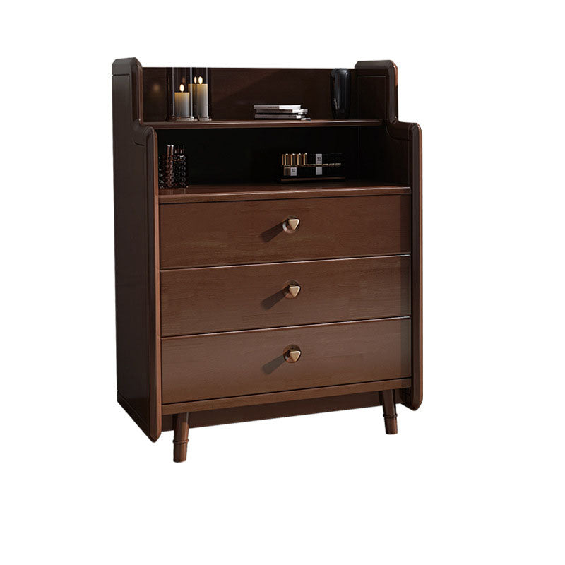 Glam Vertical Solid Wood Storage Chest Bedroom Chest with Drawers