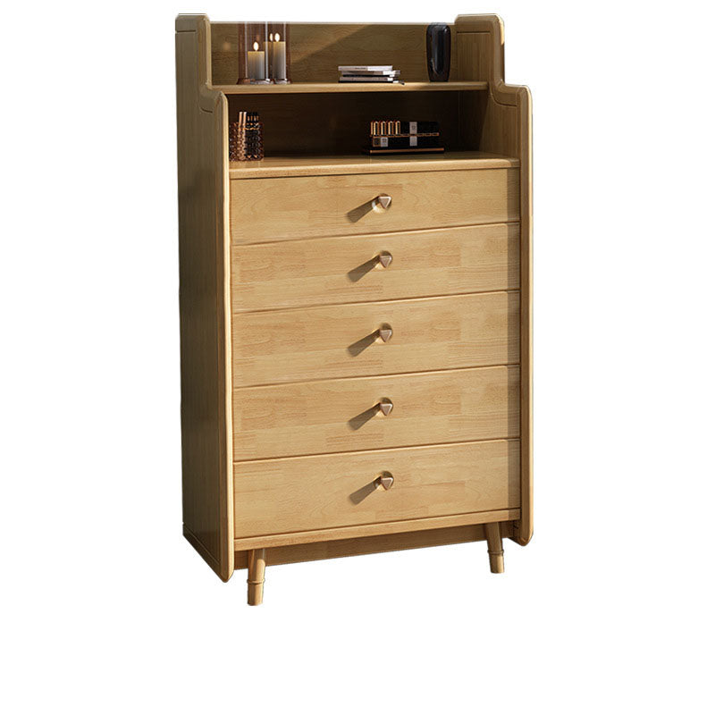 Glam Vertical Solid Wood Storage Chest Bedroom Chest with Drawers