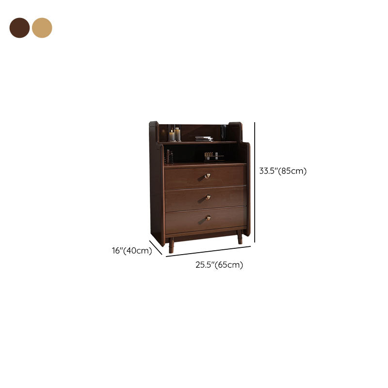 Glam Vertical Solid Wood Storage Chest Bedroom Chest with Drawers