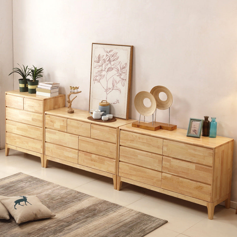 Rubber Wood Bedroom Chest Contemporary Storage Chest with Drawers