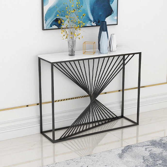 Marble Rectangle Accent Table 11.81" W 1-shelf Console Table for Hall