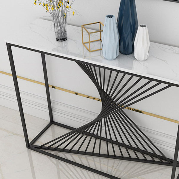 Marble Rectangle Accent Table 11.81" W 1-shelf Console Table for Hall