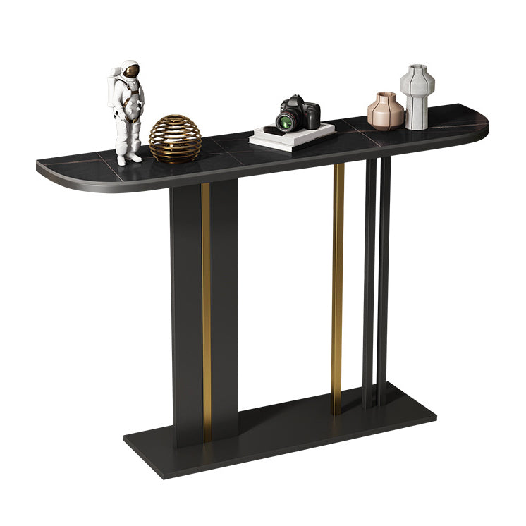 Modern Stone Console Table 11.81" W Half Moon Accent Table for Hall