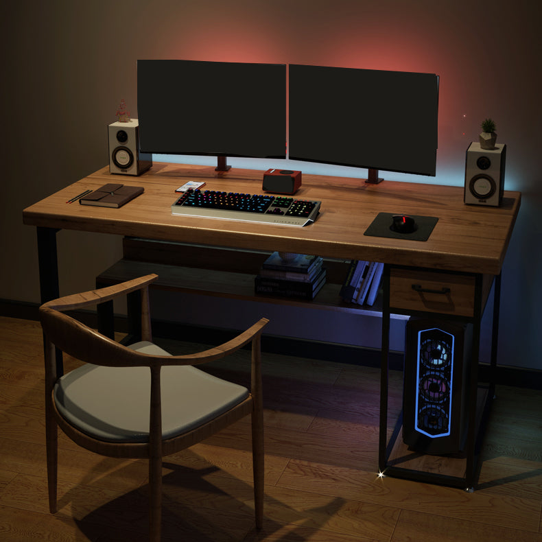 Contemporary Rectangular Computer Desk Home Solid Wood Office Desk with Legs