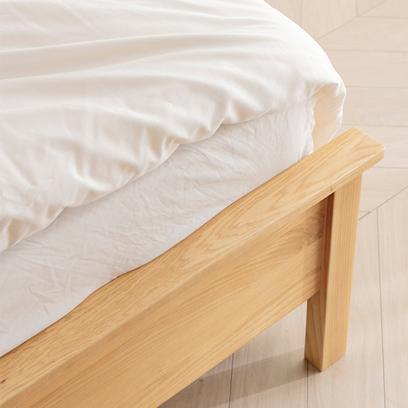 Queen Size Solid Wood Bed Frame Tropical Rattan Panel Bed in Ash