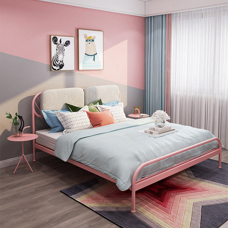 Glam Simple Metal Open-Frame Bed Upholstered Wire-Grid Bed Frame