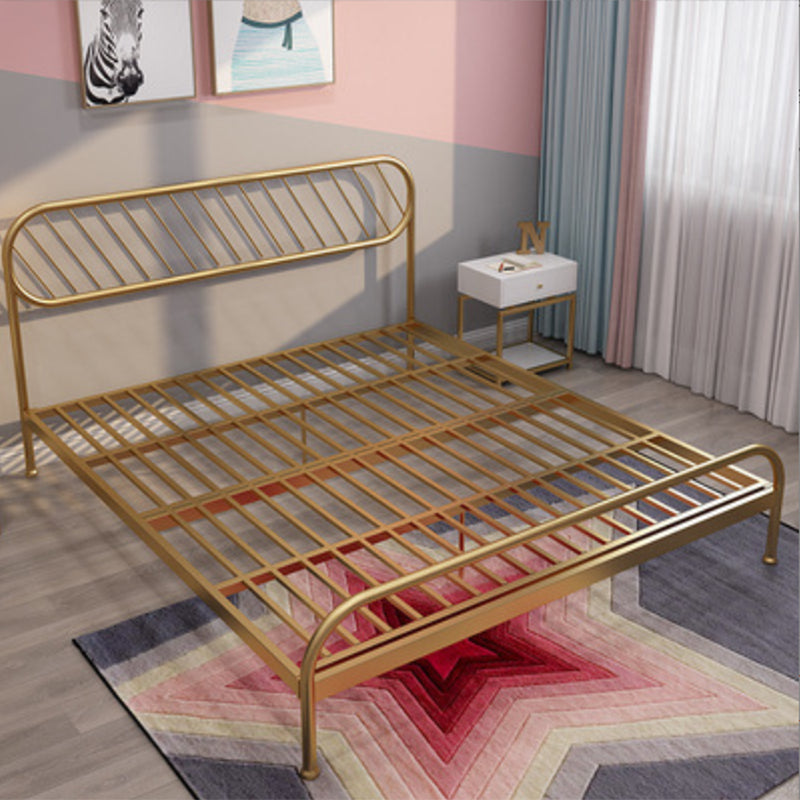 Glam Simple Metal Open-Frame Bed Upholstered Wire-Grid Bed Frame