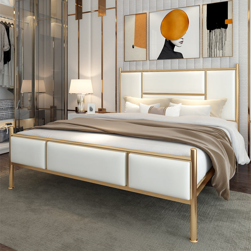 Luxurious Iron Panel Bed Upholstered Metal Bed Frame With Headboard and Footboard
