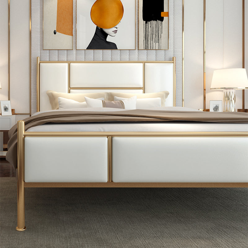 Luxurious Iron Panel Bed Upholstered Metal Bed Frame With Headboard and Footboard