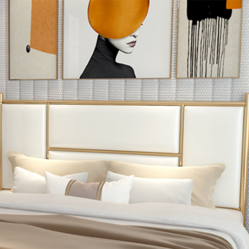 Luxurious Iron Panel Bed Upholstered Metal Bed Frame With Headboard and Footboard