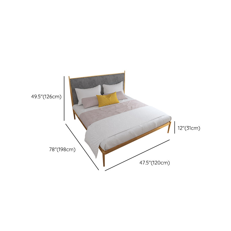 Luxurious Iron Bed Frame in Brass Upholstered High Panel Bed
