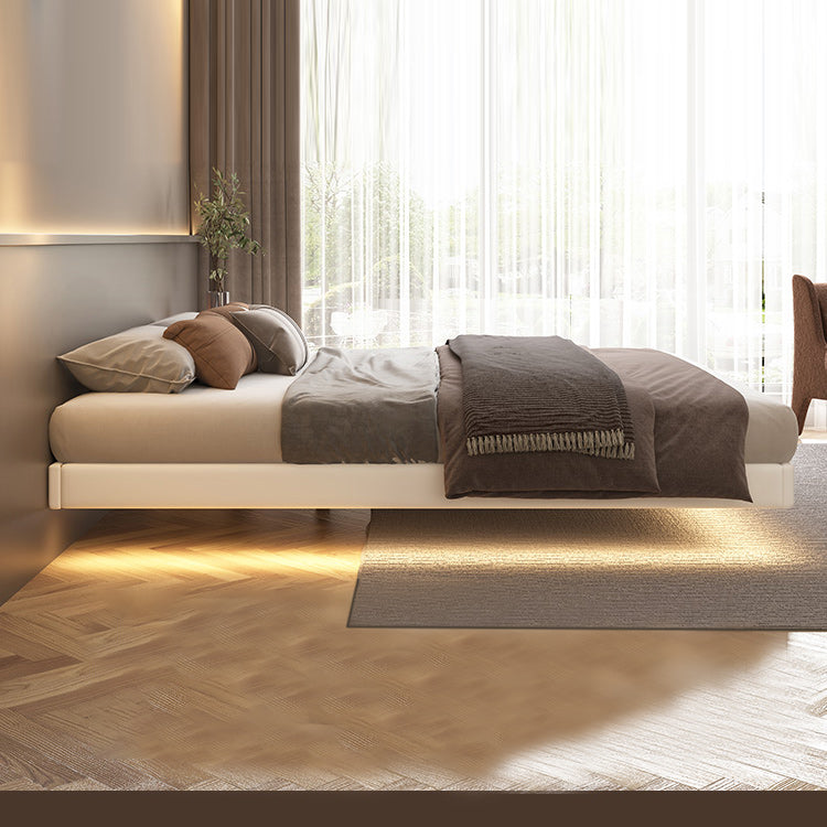 Contemporary Platform Bed Wood and Upholstered Platform Bed Frame with Metal Legs