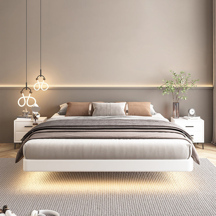 Contemporary Platform Bed Wood and Upholstered Platform Bed Frame with Metal Legs